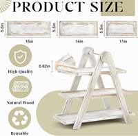 Plateau de service décoratif en bois écologique et durable à 3 niveaux, motif floral, support pour gâteau, dessert, fruits, pour mariage, fête