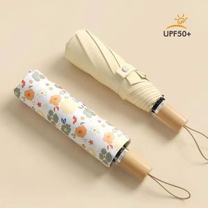 Paraguas Plegable de 3 Secciones con Recubrimiento de Color, Resistente al Viento, para Impresión de Logotipos Empresariales, Protección Contra Lluvia y Sol - Product Image 3