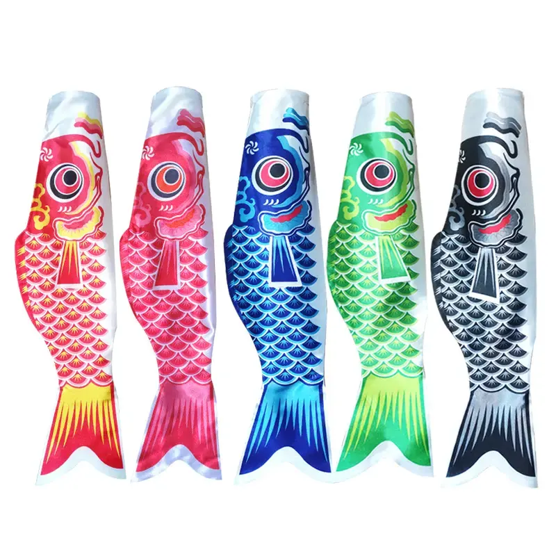 ถุงลมโพลีเอสเตอร์พิมพ์ดิจิตอลแบบแขวนหลากสี,ถุงลมพิมพ์ลายปลาคาร์พถุงลมแบบญี่ปุ่นออกแบบได้เองลายการ์ตูนปลา