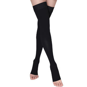 Chaussettes de compression sportives à bout ouvert, personnalisables, haute élasticité, antidérapantes, fines, respirantes, design au-dessus du genou, motif à pois - Product Image 1