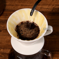 HIGHWIN 1-2 tasses/2-4 tasses goutteur de café en porcelaine réutilisable verser sur la cafetière filtre à café en céramique en forme de V