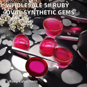 Rubíes sintéticos rojos sueltos al por mayor, corindón de base plana, forma ovalada, cabujones con efecto de juego de color/brillo, tratamientos de encerado/envasado en aceite - Product Image 2