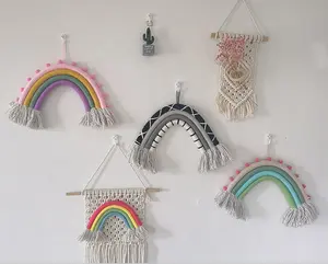 Groothandel Kinderkamer Regenboog Muur Opknoping Baby Handgemaakte Gebreide Macrame Wandkleden Voor Home Decor