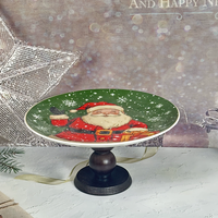 Assiette en céramique sous glaçure de style américain pour Noël, support à gâteau rond sur piédestal, plat à collation, bonbons et salade pour hôtel (vente en gros)