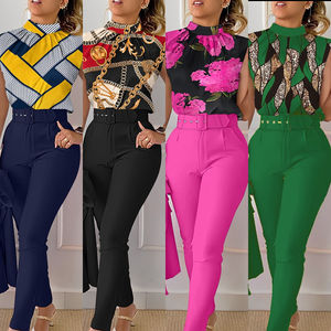 <span class=keywords><strong>Abbigliamento</strong></span> da <span class=keywords><strong>donna</strong></span> Casual da <span class=keywords><strong>ufficio</strong></span> professionale con temperamento pendolare con stampa canotta pantaloni due pezzi da <span class=keywords><strong>donna</strong></span> - Product Image 6