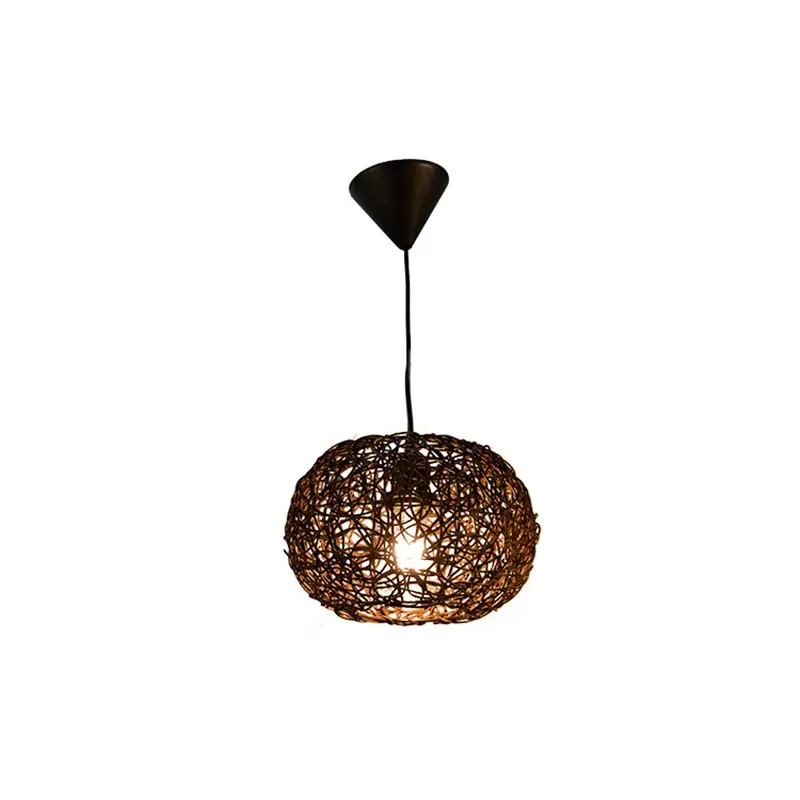 Plafonnier lustre de chambre en rotin fait main avec ampoules à incandescence abat-jour en rotin naturel lampe suspendue