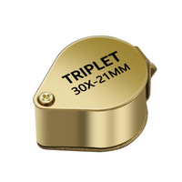 Loupe de bijoutier pliable chromée avec logo personnalisé, grossissement 30X21mm, lentille grossissante pour inspection, triple lentille or