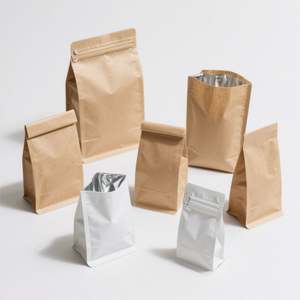 Pochette en papier kraft 9x14cm RTS marron à fermeture éclair plate, imprimée en héliogravure, résistante à l'humidité, sans BPA - Product Image 2