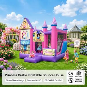 Château gonflable rose et violet <span class=keywords><strong>Disney</strong></span> Princess avec toboggan pour filles, fête d'anniversaire pour enfants, château gonflable pour sauter - Product Image 1