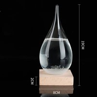 Meilleure Vente : Baromètre Artisanal en Verre, Prédiction Météo, Verre à Tempête Goutte d'Eau, Logo Personnalisé, Support en Bois, Décoration Maison, Cadeau