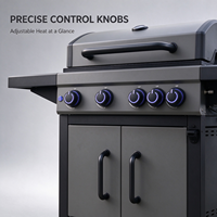 Barbecue à gaz en acier inoxydable de haute qualité avec 4+1 brûleurs, grille en maille et brûleur latéral pour barbecue extérieur autonome