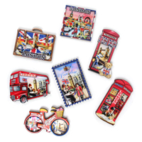 Aimants de réfrigérateur commémoratifs britanniques personnalisés, dôme en cristal 3D, souvenirs touristiques de Londres, aimant de réfrigérateur en bois découpé au laser avec résine époxy