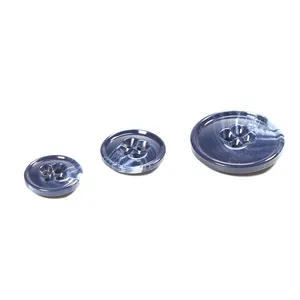 Customized recycled plastic resin 4 hole button blue color plastic faux enamel buttons for overcoat shirt