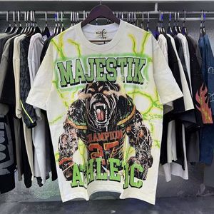 เสื้อยืดแขนสั้นทรงหลวม คอกลม สไตล์ฮิปสเตอร์ ลายปั๊มร้อน สำหรับผู้ชายและผู้หญิง - Product Image 2