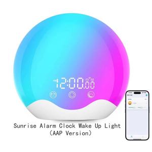 Sunrise Wake Up <b>Light</b> Led Alarm Clock Round Touch Control <b>Sleep</b> Night <b>Light</b> Bedroom Table Lamp With Seven Color Ambient Lighting - Product Image 2