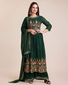 Sharara Kurti de diseño moderno de lujo de alta calidad con traje Dupatta Salwar para bodas y fiestas de proveedor indio - Product Image 6