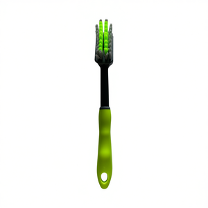 Cleaning Brush Green Plastic Handle Nylon Bristles For Kitchen Utensils And Surfaces Grip Design - Product Image 1