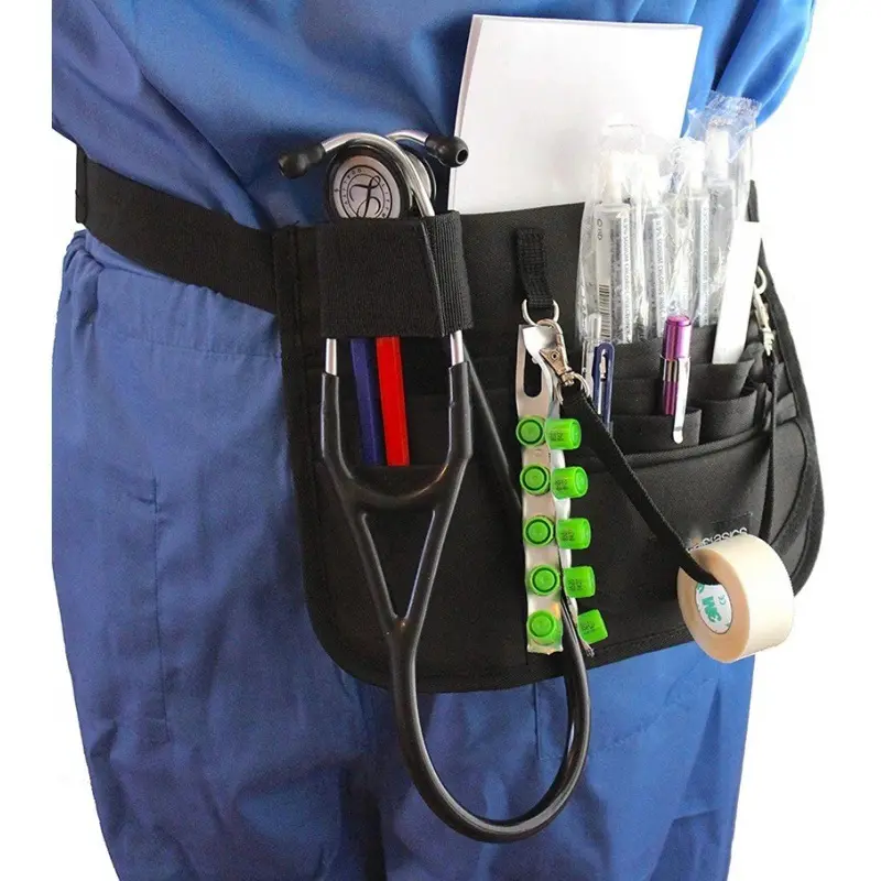 Bolsas de PVC para enfermeiras com logotipo personalizado, pochete para enfermeiras com bolsos compartidos, bolsa de cintura médica à prova d'água para vagabundo