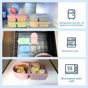 2 Compartment Silicone Snack <b>Container</b> 300ml BPA Free Food Grade Leakproof Design for Baby Food Storage and Portion Control - Product Image 4