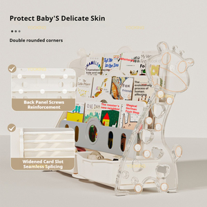 Estantería para niños con forma de jirafa de diseño simple, estantería moderna de plástico con cajones móviles, estante de almacenamiento de seguridad ajustable para bebés - Product Image 2