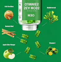 Citroen-kersen gemengd fruit groene appel mango ananas perzik sinaasappel zeewier gummies