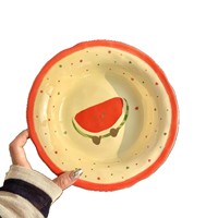 Assiette en céramique sous glaçure pour fruits et croissants, Nouveauté 2025, Design esthétique, pour petit-déjeuner, dessert et dîner