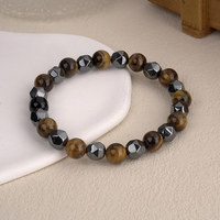 Bracelet tendance en obsidienne noire et œil de tigre pour hommes et femmes, bijoux en pierre de lave, cristal de guérison, unisexe, ajustable, pierre porte-bonheur