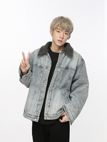 Veste en jean personnalisée en usine veste d'hiver rétro pour homme en laine d'agneau épaissie pour couple veste pour hommes