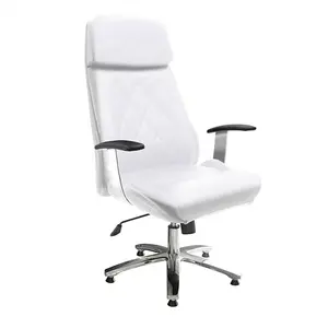 Kisen kursi santai kantor ergonomis putih, furnitur dalam ruangan kantor rumah besi antikarat kulit sintetis terpasang
