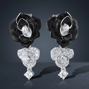 Pendientes de Plata de Ley 925 LAVINA al por Mayor, Joyería de Moda de Lujo, Nuevo Diseño, Flor de Circonio Esmaltado, Regalo Elegante Unisex - Product Image 3