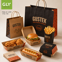 Juego de Empaque de Comida Rápida Kraft Impreso Personalizado, Caja para Hamburguesas, Pollo Frito, Hot Dogs, Papas Fritas, Bolsa de Papel, Empaque para Restaurantes para Llevar