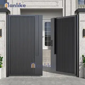 Anlike高品質自動フロント電気ヴィラメタルハウスダブルスイング住宅用アルミニウムゲート
