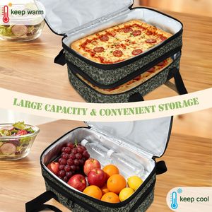Sac isotherme portable d'été vert imprimé léopard, double couche, pour lasagnes, aliments froids, déjeuner, et transport de plats chauds - Product Image 6