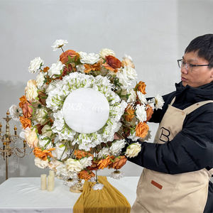 DKB 2026 Nueva Bola Floral Mixta de Rosas de Seda <span class=keywords><strong>Blancas</strong></span>, Naranjas y Marrones de 60 cm, Centro de Mesa Decorativo para Bodas y Cumpleaños - Product Image 3