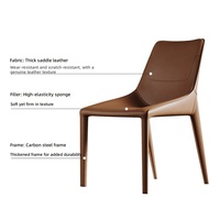 Chaise de salle à manger en cuir de designer avec dossier, design minimaliste, style luxe léger, pour maison, hôtel, petit appartement, salon
