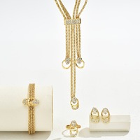 Ensemble de Bijoux en Or de Dubaï, Collier, Boucles d'Oreilles, Bague et Bracelet de Mariée Africaine pour Femmes d'Arabie Saoudite