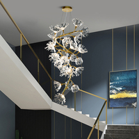 Lustre artistique en cuivre massif, éclairage créatif de luxe léger pour escalier de villa, duplex et salon