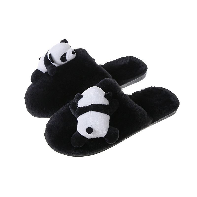 Factory Sale Winter Home Womens Cozy Warm Upper Panda Slipper Puffy Cartoon slippers for Kids