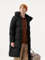 Veste d'hiver longue coupe-vent en duvet avec logo personnalisé, fermeture éclair, veste longue d'hiver pour homme