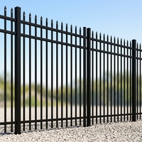 Panneau de clôture en acier galvanisé mat de qualité supérieure, 3 rails, noir, pour villa moderne, piscine bleue, balcon en verre, aménagement paysager, jardin, intimité