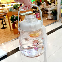 Produits tendance 2025 nouveautés 1300ml gros gros ventre dessin animé ours enfants bouteille d'eau en plastique avec pailles