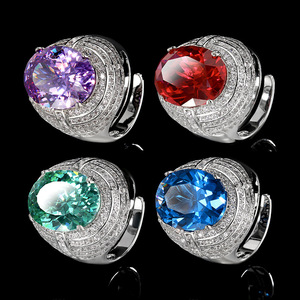 Anillos Ajustables de Cobre Ecológico con Circonita Roja Ovalada de 12*16mm para Mujer, Joyerí<span class=keywords><strong>a</strong></span> Vintage con Revestimiento Duradero - Product Image 5