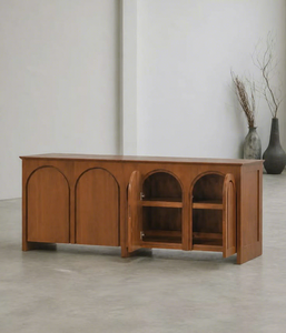 Aparador de Madera Maciza Vintage con Puerta Arqueada, Consola de Almacenamiento para Entrada o Sala de Estar - Product Image 5