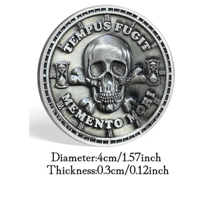 Memento Mori memento vivere đồng xu cổ mạ bạc sọ và Tree of Life stoic cho nhắc nhở thách thức kỷ niệm đồng xu - Product Image 2