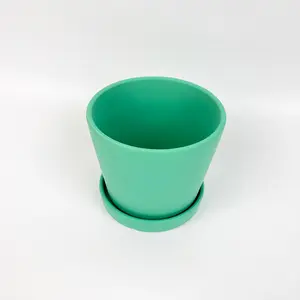 2024 Modern Durable Ceramic Flower Pot Wholesale Green Cylindrical Craft Plant Pots Indoor