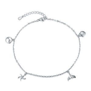 <span class=keywords><strong>Tobilleras</strong></span> de Plata de Ley 925 con Diseño de Estrella de Mar, Concha de Ballena y Estilo Bohemio Oceánico - Product Image 1