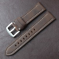 Bracelet de montre en cuir Crazy Horse, cuir véritable ciré, bracelet de montre vintage, boucle brossée, 19/20/22 mm, libération rapide, OEM personnalisé