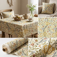 Tissu en toile imperméable imprimé floral William Morris Bule Wild Tulip, personnalisé en usine, pour nappe et décoration de rideaux d'extérieur