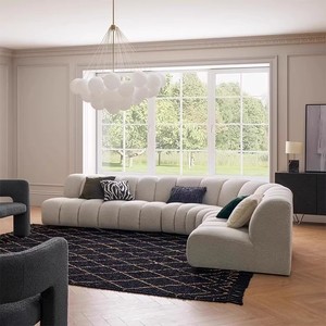 Sofá Seccional de estilo nórdico GEDO, tela de lana de cordero pequeña grande en forma de arco semicircular para el hogar - Product Image 3