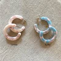 Boucles d'oreilles en acétate de demi-Cellulose de différentes couleurs, créoles géométriques minimalistes pour femmes